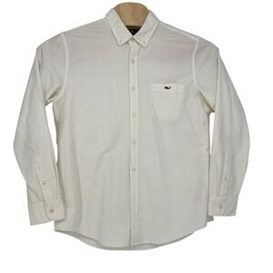 Vineyard Vines Slim Fit Tucker Shirt Men Large Off White Long Sleeve Button Down